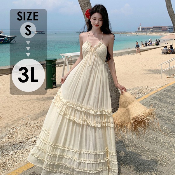 リゾートワンピース レディース サマードレス ワンピース 夏ワンピ ロング おしゃれ ノースリーブ ファッション 春夏 カジュアル 大きいサイズ 体型カバー ゆったり 大きめ きれいめ ハワイ 沖縄