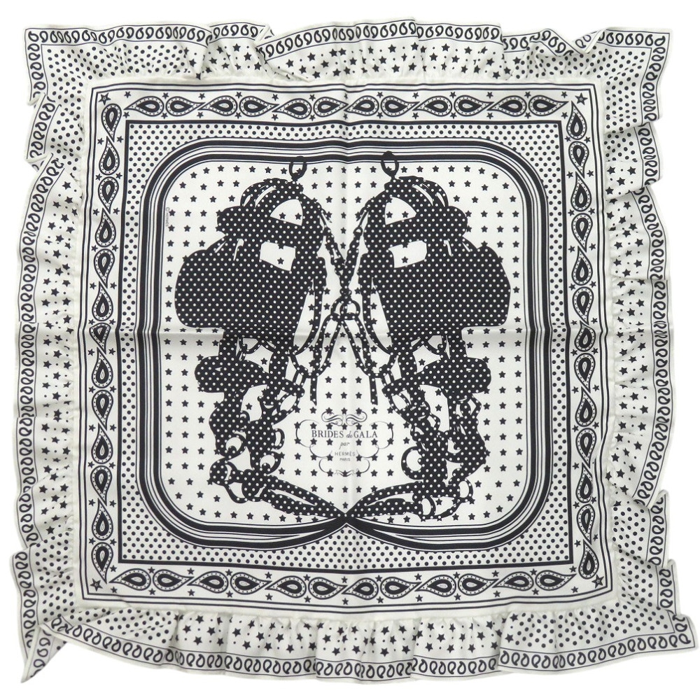 未使用品 ドット フリル カレ70 ブリッド ドゥ ガラ　Brides de Gala スカーフ シルク/シルク BLANK 1416【中古】 レディース