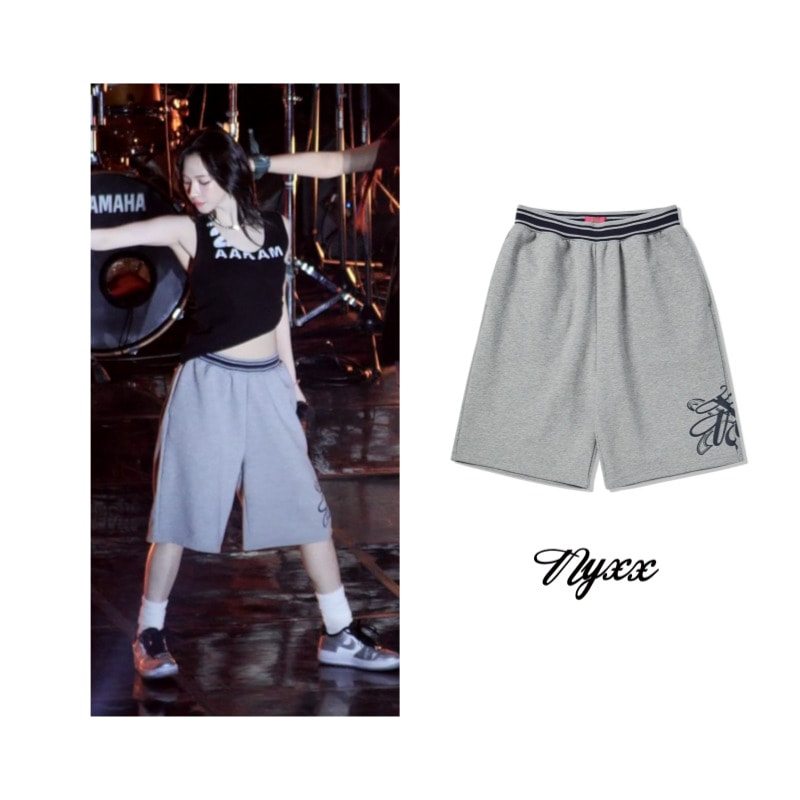 [ aespa カリナ着用 ]EMBLEM HALF PANTS GRAY / 韓国アイドル / ユニセックス