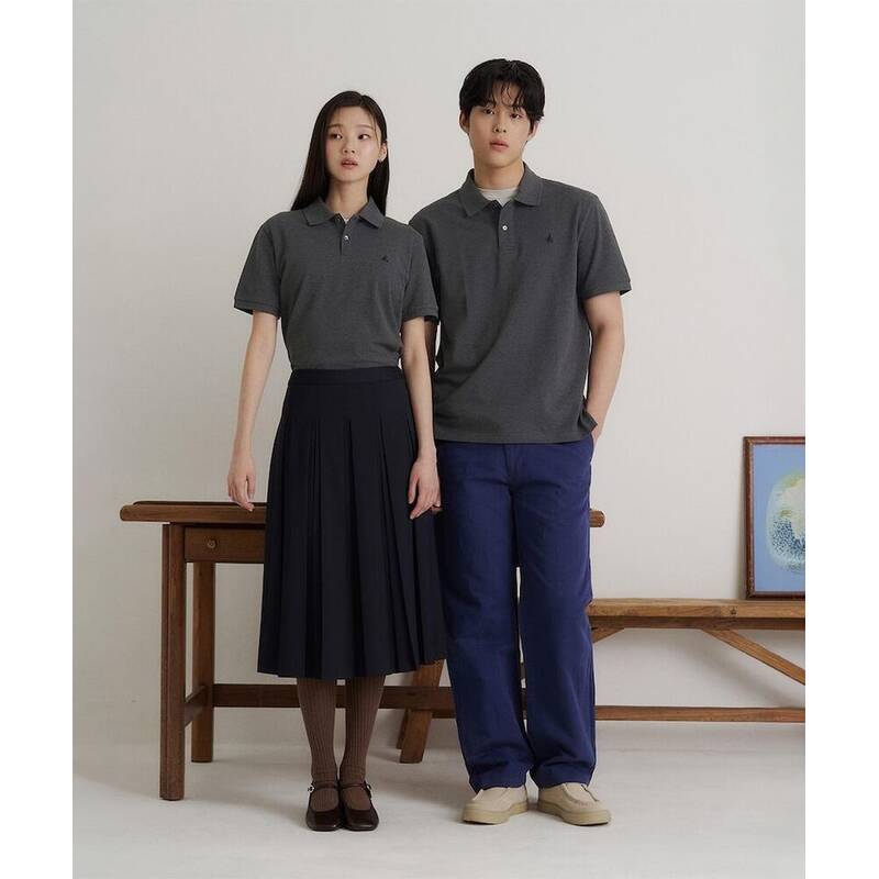 BEANPOLE MEN ピケカラーネック半袖Tシャツ - アッシュ BC6242E714 405983