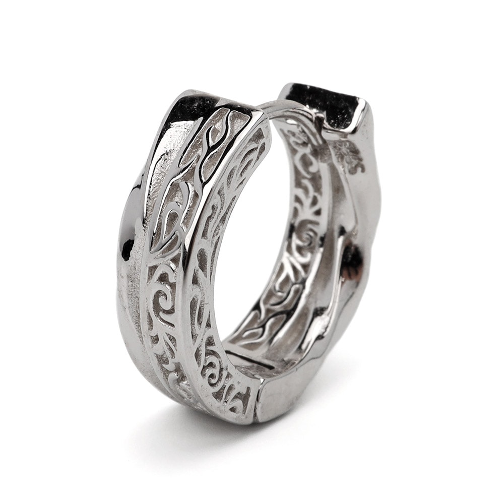 S925 唐草 アラベスク フープピアス [es396]