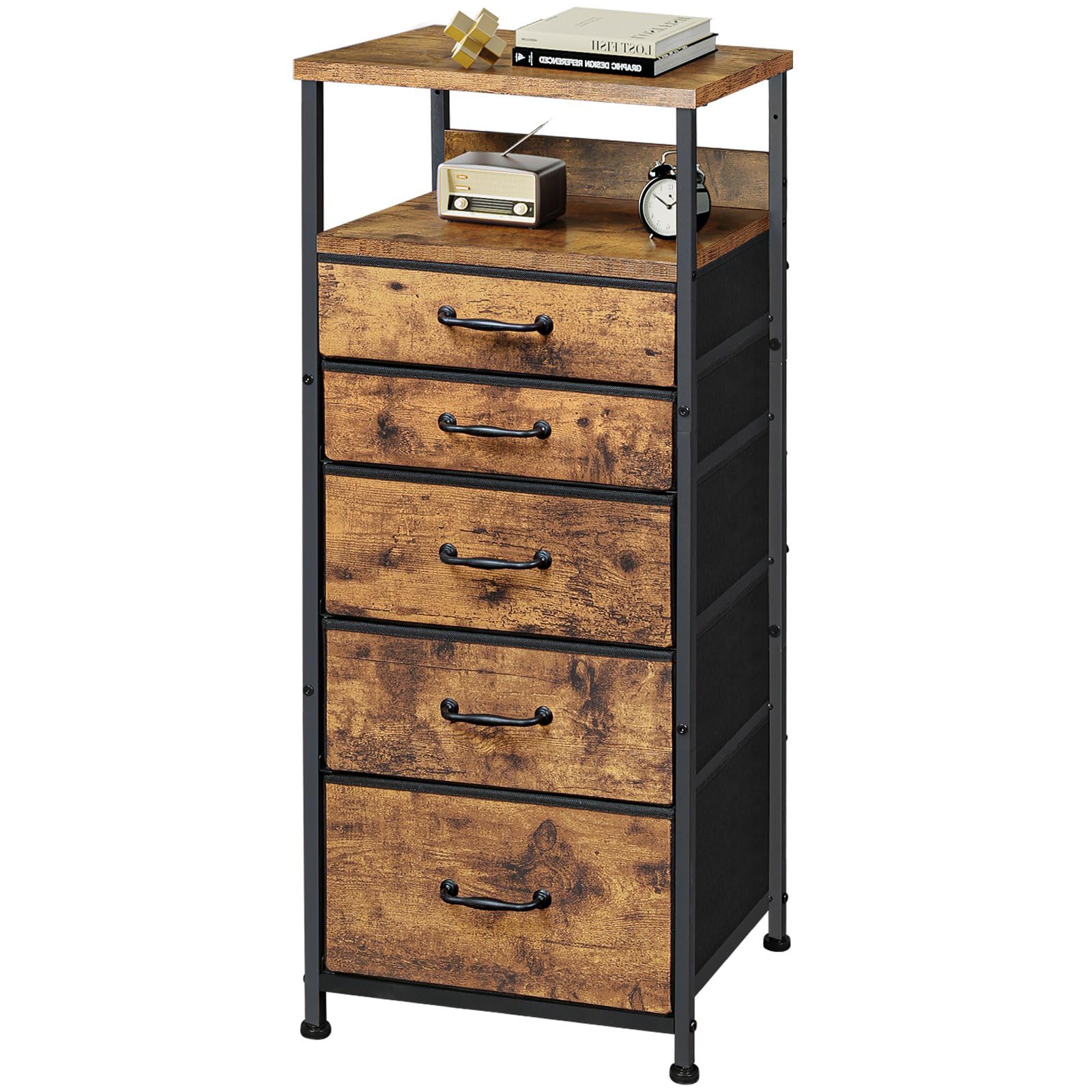 タンス 収納チェスト 洋服タンス たんす 箪笥 衣類収納 引き出し付き おしゃれ 収納ケース おしゃれ スリム 脱衣所収納 大容量 天板付き 6段5杯 40*30*93.5cm ピンテージ