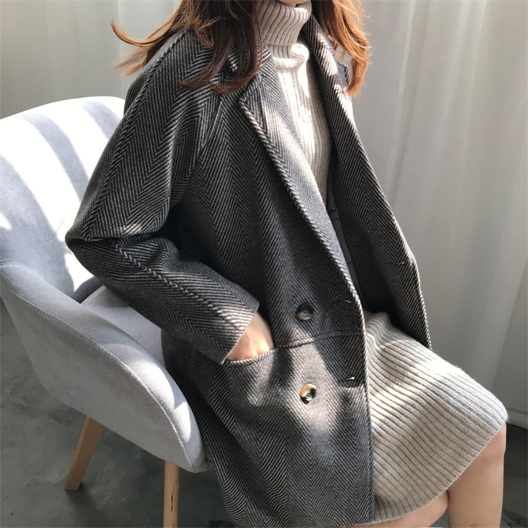 INSスタイル ウールコート 秋冬 中長セクション 2022新作 ゆったりする 洗練された プルコート スーツ 快適である