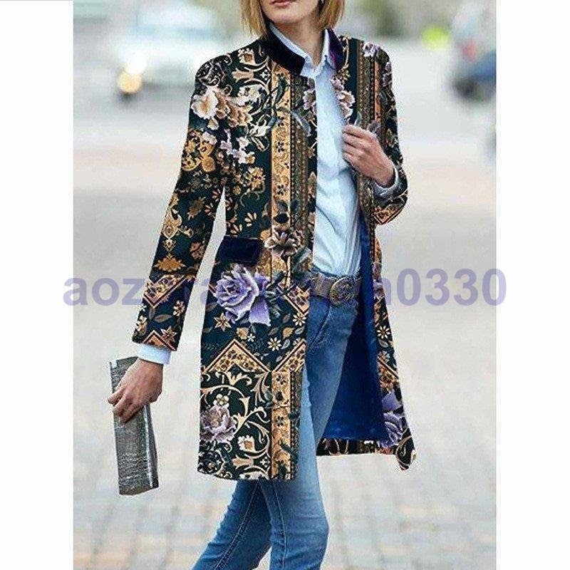 チェスターコート レディース ロングコート 40代50代 着痩せ テーラード 花柄 きれいめ ロング