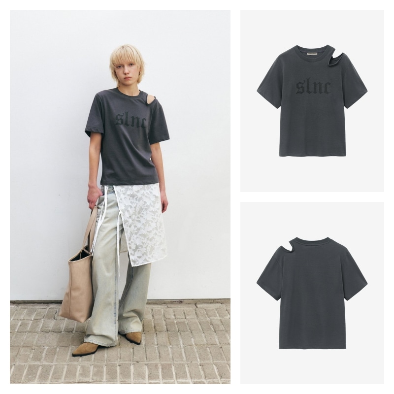 【INSILENCE】 SLNC CUT-OUT T-SHIRT : CHARCOAL 