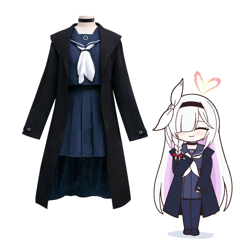 プラーナ コスプレ衣装 ブルーファイルズ 青セーラー服 女性 黒 アロナ 黒子 制服 コスプレ アニメ