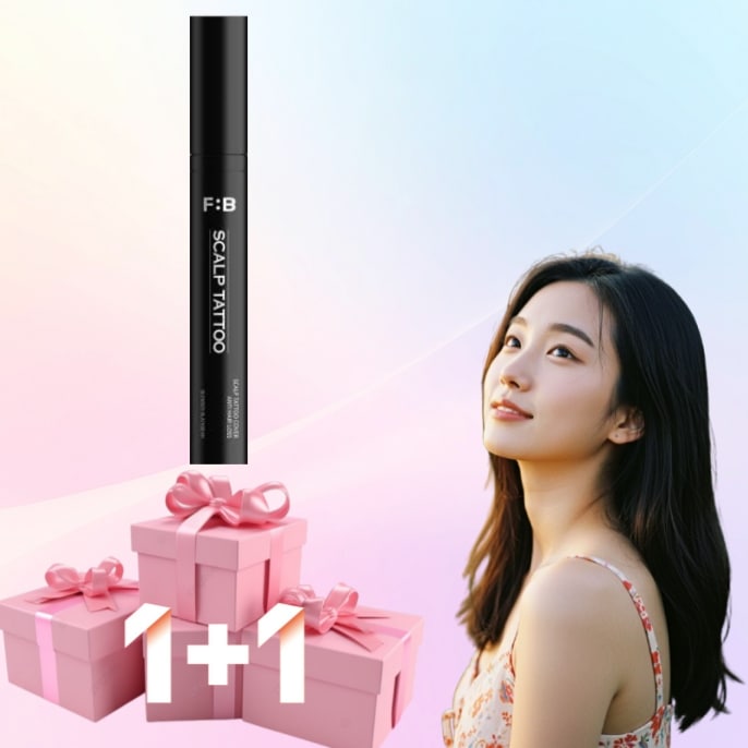 1+1 ポビュート 頭皮タトゥー 頭頂部 分け目 ヘアライン 脱毛カバー ティント ブラック 15g1個