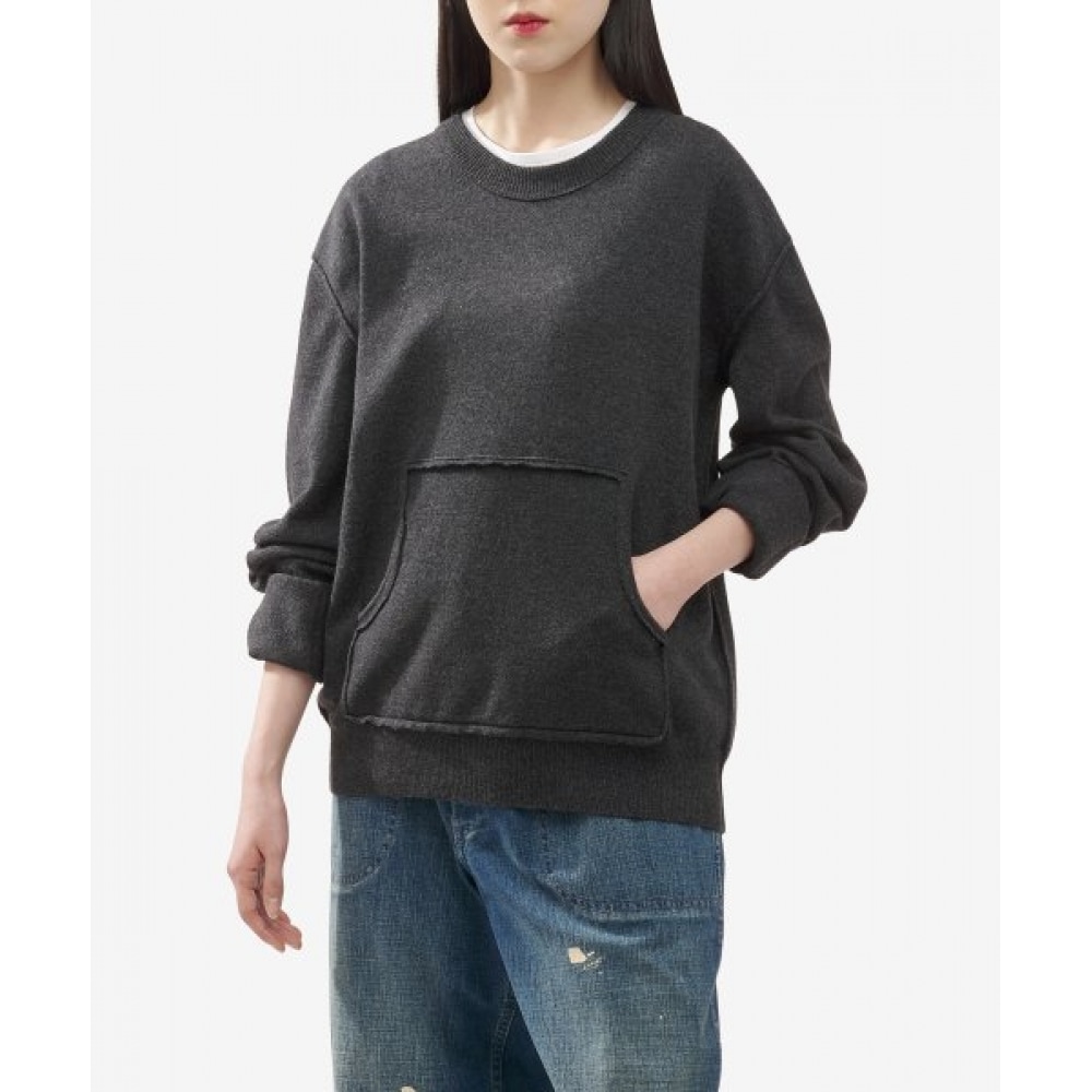 メゾンマルジェラ女性用ポケットディテールニット-チャコール/S51HL0011S18395860M