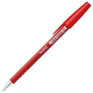 （まとめ） TANOSEE キャップ式油性ボールペン 0.7mm 赤 1本 [x100セット]