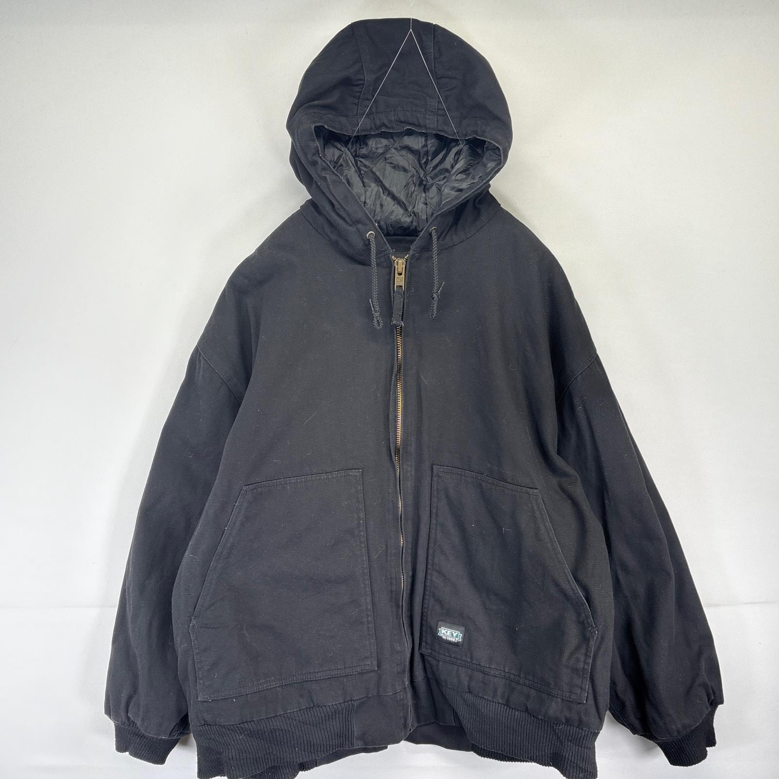 古着 キー KEY ワークジャケット フルジップ パーカー ダック アクティブジャケットタイプ 2XL ブラック メンズ