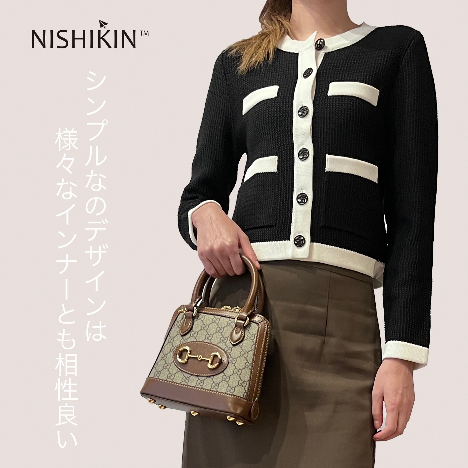 LILIANDILAN 丸ネックコントラストジャケット