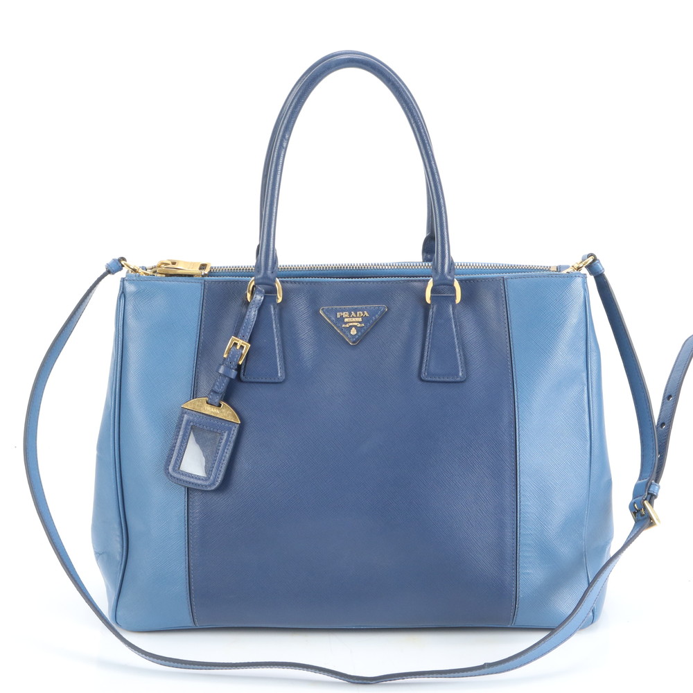 極美品 サフィアーノ ガレリア バイカラー トライアングルロゴ レザー 2WAY トート バッグ 斜め掛け 肩掛け ショルダー ハンド 本革 レディース EWM DN7-4 中古