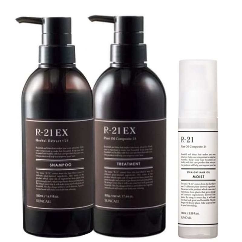 サンコール R-21 EX シャンプー 500mL + EX トリートメント 500g ヘアオイル モイスト 100ml セット エイジング毛 ハリコシ ヘマチン ボリュームアップ 保湿 補修 うるお
