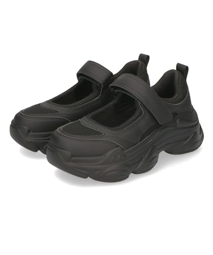 [オリエンタルトラフィック] スニーカー 厚底 ボリュームソール ベルトスニーカー カジュアル スポーティ レディース OT3737 BLACK 24.0 cm