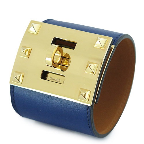 エルメス ブレスレット HERMES バングル/アクセサリー KELLY/ケリー レザー R刻印 ネイビー HE41-BRAC-BLCC