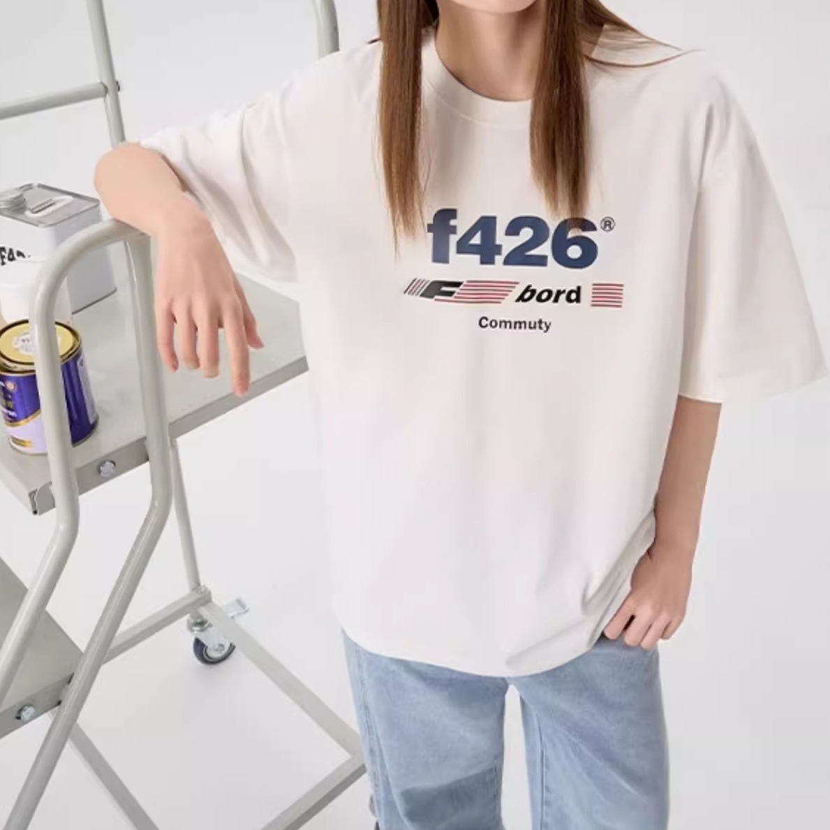 トップス Tシャツ 半袖 クルーネック ワイド オーバーサイズ ストリート アメカジ シンプル カジュアル おしゃれ かっこいい メンズライク ボーイッシュ スポーティー ルーズ 存在感 カレッジ風