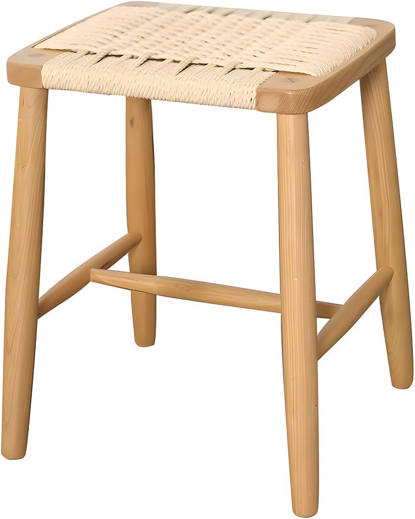 YASICA スツール 木製 椅子 ウッドスツール チェア ダイニングチェア 四角 籐編み いす 天然木 無垢材 頑丈 ラタン製 北欧 コンパクト 1人掛け お手入れ簡単 完成品 リビング