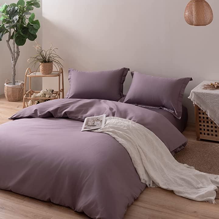 掛け布団カバー 単品 オーストラリア綿100% ホテル仕様 サテン調( 紫色, 「掛け布団カバー」セミダブル) 7,080円