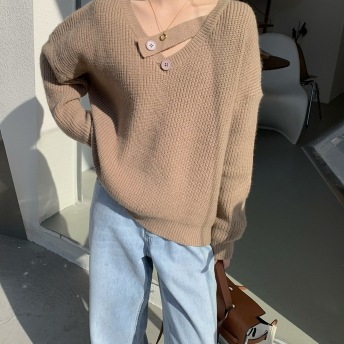 トップス セーター 袖あり 韓国流行 長袖 かわいい 大人可愛い きれいめ シンプル カジュアル