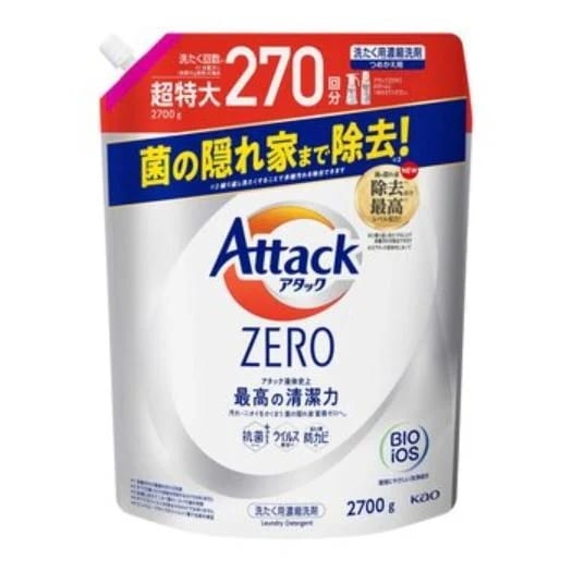 【倉庫直送】アタック ゼロ 衣料用洗剤 詰替え 2700g x 2個セット