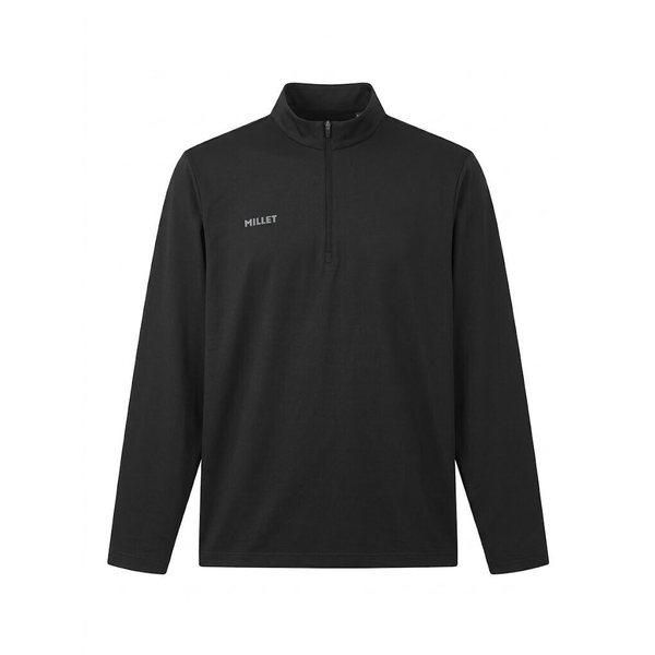 男性用春秋アウトドア機能性ノイ・アスキン長袖ジップアップTシャツ ブラック_CC