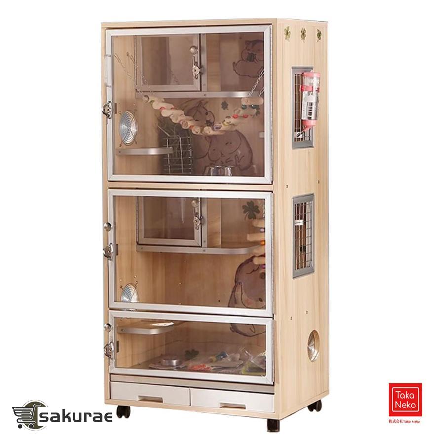 チンチラ ケージ 大型 小動物 ケージ ウサギ ケージ チンチラ ハウス ペットケージ 猫 小動物飼育ケージ 木製 車輪と引き出しトレイ付き チンチラ フェレット ウ