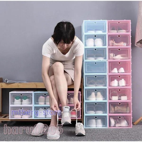 片付け シューズボックス インテリア 6個セット クリア 収納 シューズケース 靴 【新品現品】下駄箱 横置き 透明 玄関 シューズラックカバー 靴箱 ボックス 棚ケース