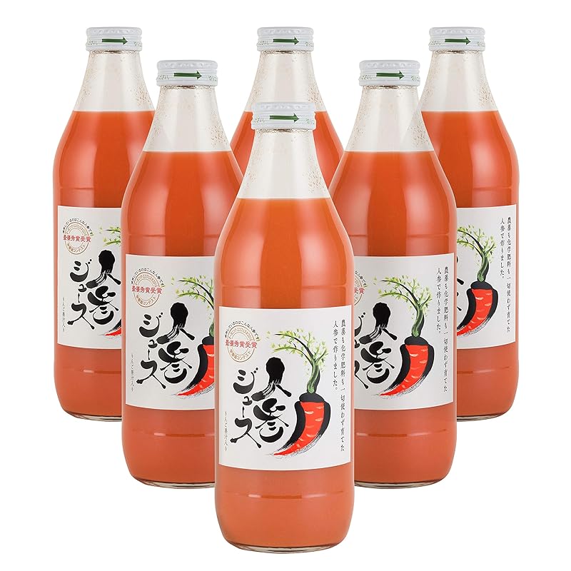 奇跡の人参ジュース 出口崇仁農園 にんじんジュース りんご果汁入り【農薬・化学肥料不使用の人参】 (1000ml×6本)