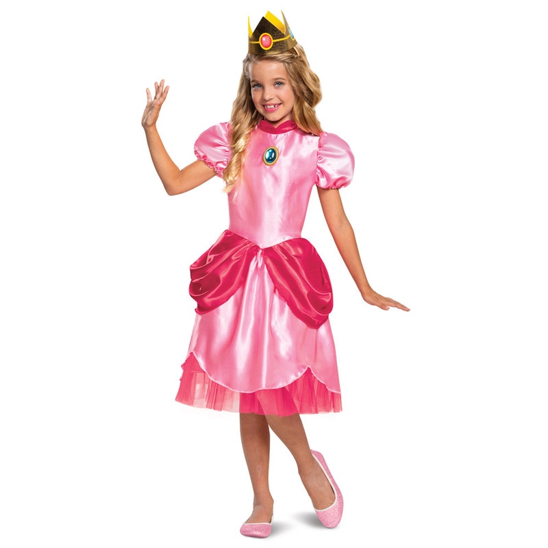 コスプレ 仮装 ピーチ姫 クラシック 子供用 M(7-8) 【 コスプレ 衣装 ハロウィン 仮装 コスチューム 子供 アニメ キッズ スーパーマリオ グッズ ゲームキャラ 子ども用 キャラクター こど
