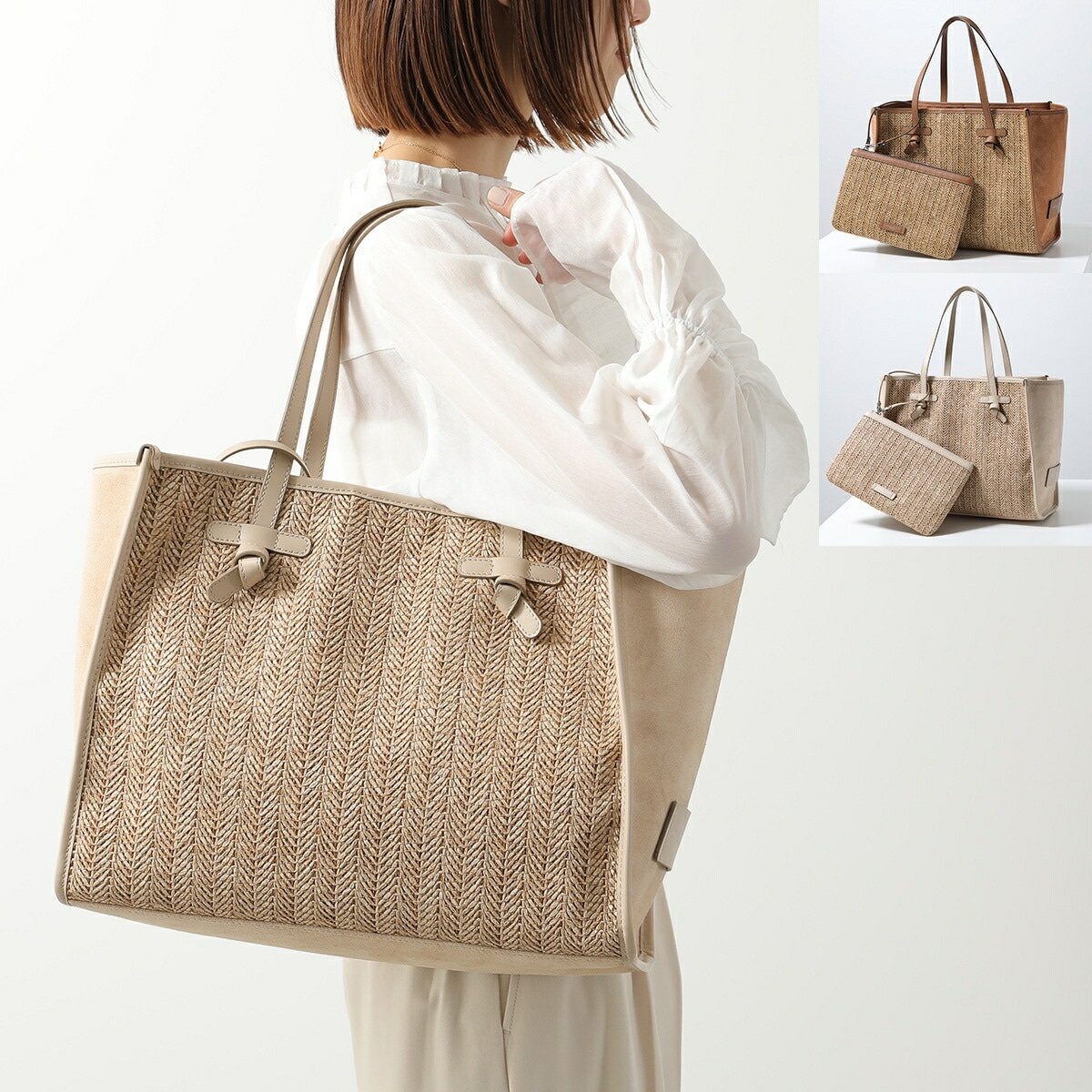 GIANNI CHIARINI ジャンニキアリーニ トートバッグ MARCELLA マルチェッラ M BS 12360 COMM MDN レディース かごバッグ ポーチ付き 鞄 カラー2色