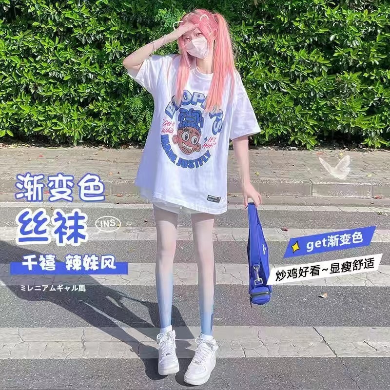 【1つ買うと10つ無料】夏の女性のための女性の開いた股勾配カラーストッキング夏の薄いアンチフックシルクシルクセクシーな黒いシルク女性用のピュアホワイトソックス