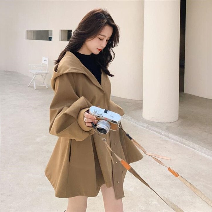 春服 トレンチコート レディース スプリングコート フード付き 秋 春 コート ゆる 20代 30代