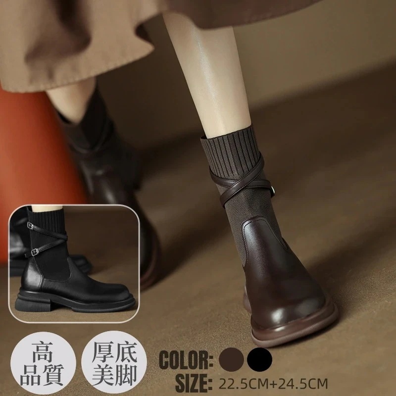 靴 百掛け 太ヒールシューズ 快適 ショットブーツ レトロ ショートブーツ 韓国ファッション防寒靴 レディース 厚底靴 美脚