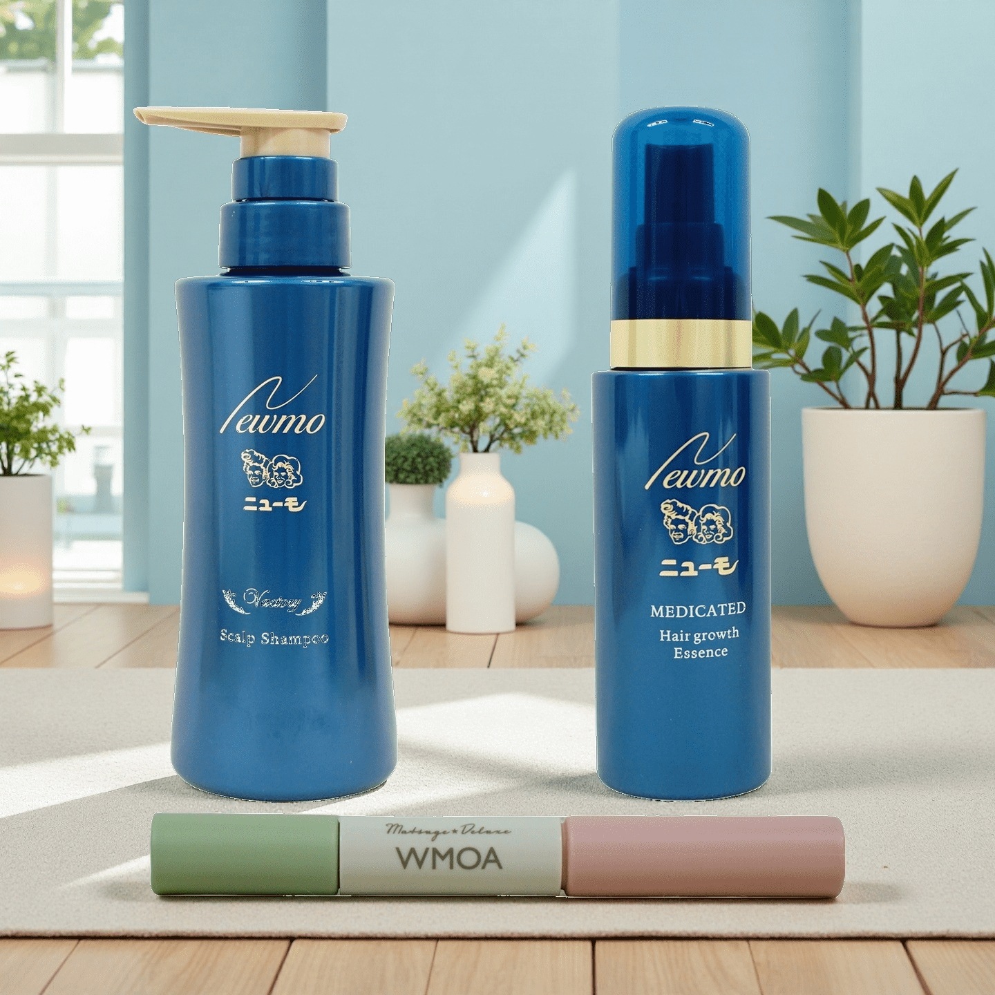 【3点商品セット】 newmo ニューモ 75ml & newmo ニューモ シャンプー 280ml & WMOA ウモア まつ毛デラックス