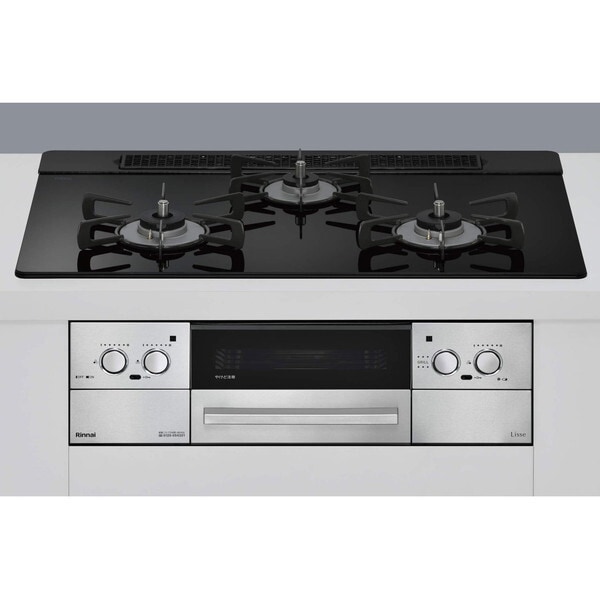 RHS71W42J1RSTW-13A ナイトブラック Lisse（リッセ） ビルトインガスコンロ （都市ガス用・3口・左右強火力タイプ・幅75cm）