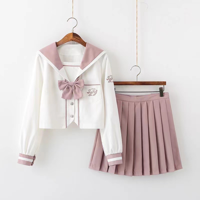 【激安】 日本のピンクの制服スカート ジャククラスの衣服 長い/ショートセット 女性のための防風スーツ 202 ミニスカート
