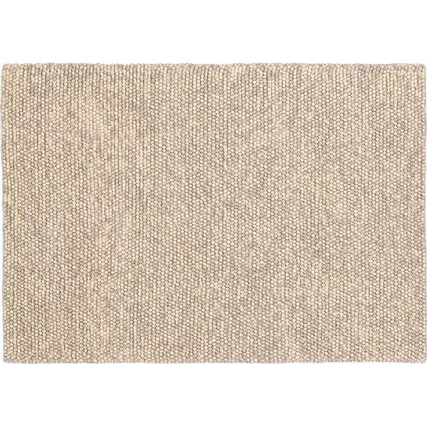 手織り カーペット/ラグマット (約130×190cm ライトグレー) 防炎 ホットカーペット対応 インド製 『マシュー』 プレーベル