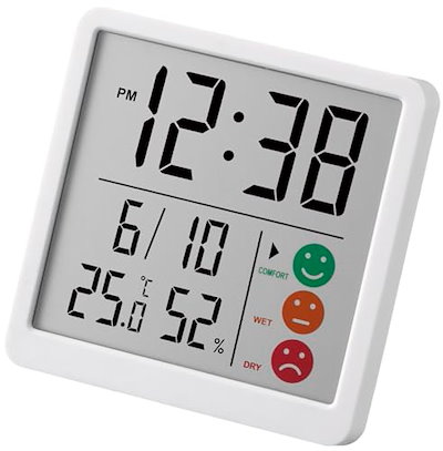 他サイト： 温度計 湿度計 温度湿度計 デジタル 環境目安表示 快適 高湿 乾燥 時計表示 小型 小さい マグネット 磁石 置き掛け兼用 ホワイト ニコピタ TH-112A WH-Z ノア精密の商品画像