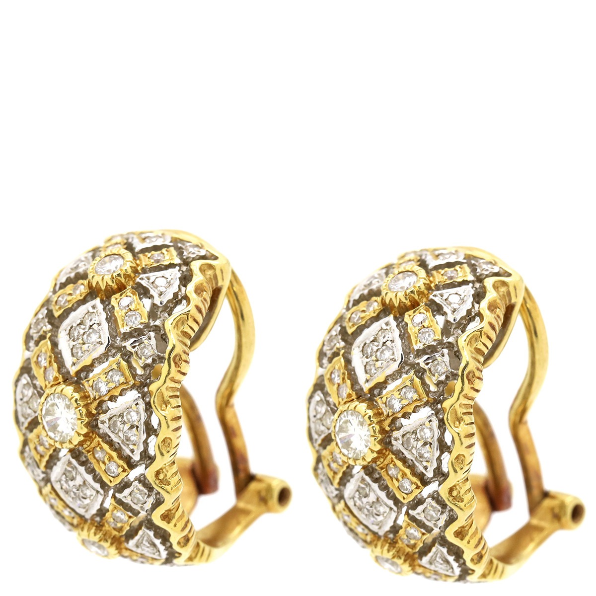 イヤリング アンティーク ダイヤモンド イヤリング K18YG ダイヤモンド イエローゴールド 750 ヴィンテージ 【中古】