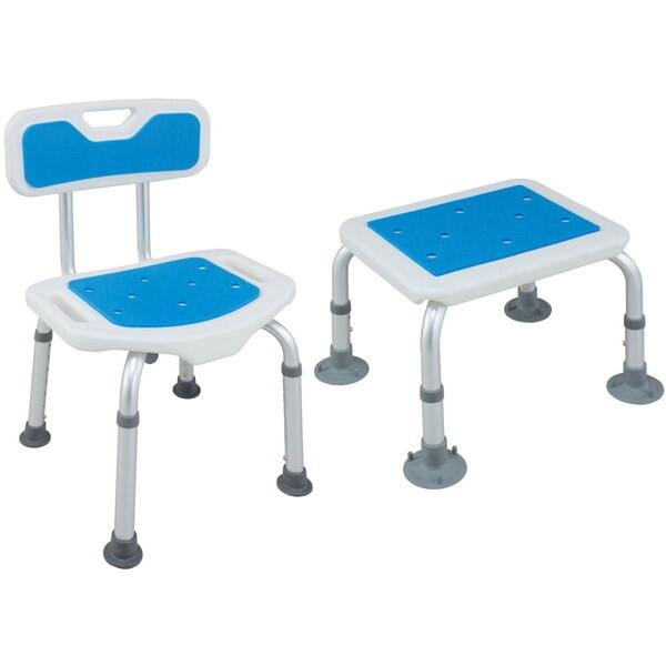 ファミリーライフ H.W アルミ製シャワーベンチ&ステップセット ブルー(04263) メーカー直送