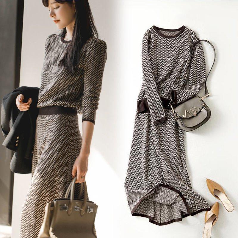 ニットセットアップ レディース 秋冬 長袖 上品 通勤 入学式 卒業式ニットトップス タイトスカート セットアップ オシャレ 着痩せ