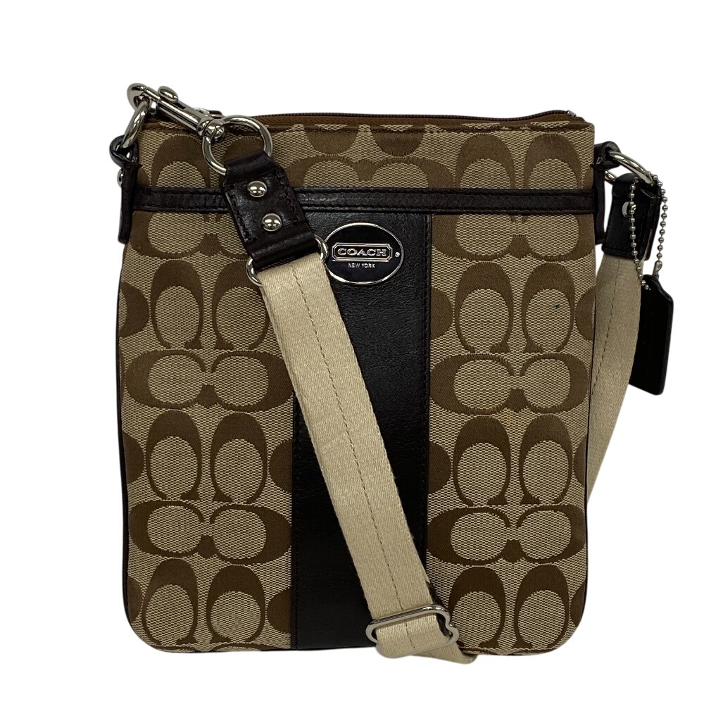 シグネチャー キャンバス ショルダーバッグ ブラウン レディース ブランド