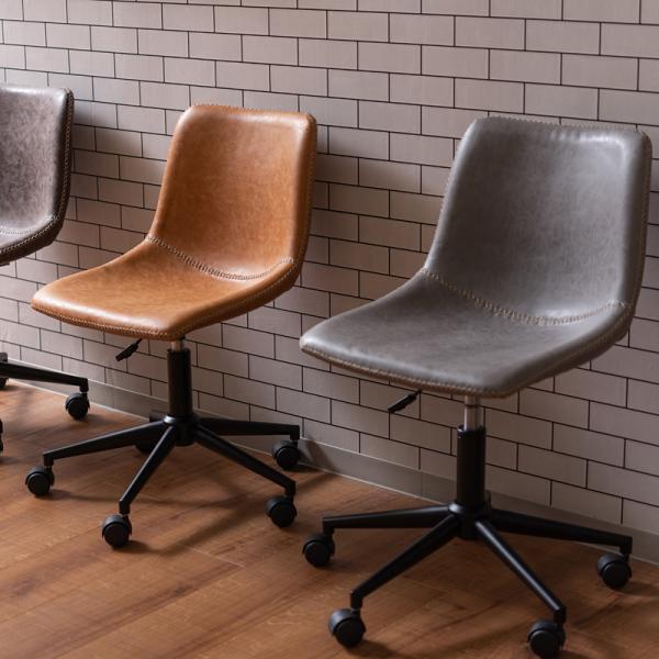 デスクチェア オフィスチェア 回転 椅子 キャスター 肘なし アームレス ソフトレザー レトロ アンティーク調 高級感 大人 スタイリッシュ シンプル おしゃれ