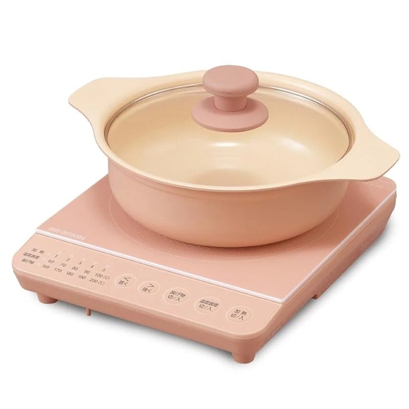 【即納】アイリスオーヤマ IHコンロ1000W鍋セット IHKP-T39220-P ピンク