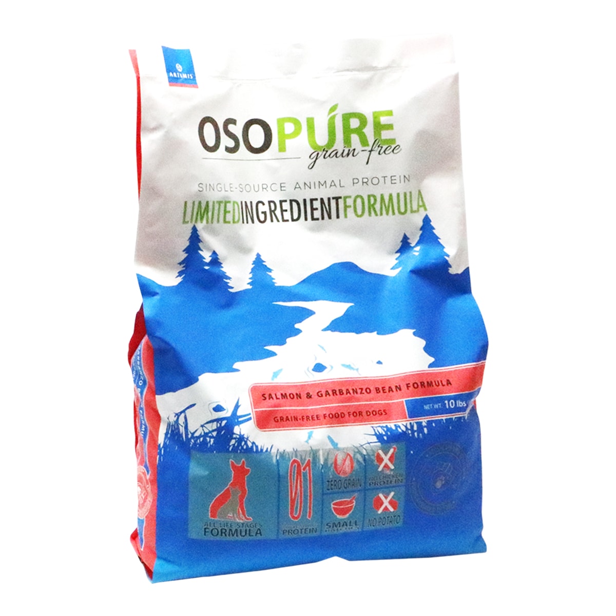 オソピュア　グレインフリー　サーモン＆ガルバンゾー　4.5kg 7,950円