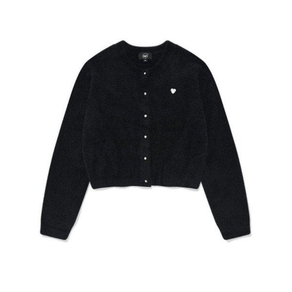 ジャケット JQS CO2403KT73-BK ウーマン ヘアリー ラウンド ニット カーディガン ブラック
