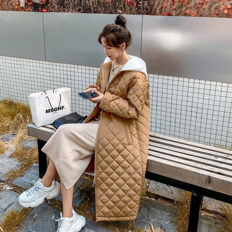 人気品超目玉中綿コートレディースロング丈ダウン風コートフード付き薄軽量シンプルキルティング防寒暖かい大きい秋冬きれいめ30%までに制限