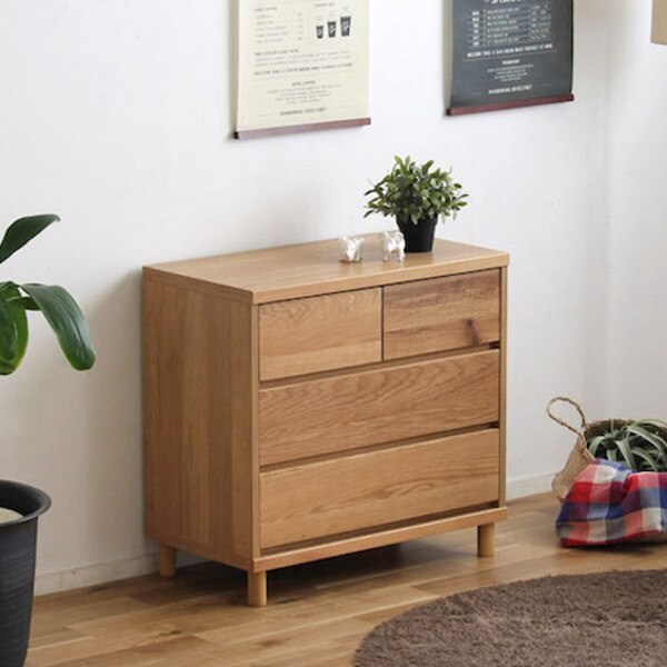 チェスト 3段 北欧風 オーク材 約幅76cm リビングチェスト 収納 収納チェスト たんす タンス 日本製 完成品 リビング収納 木製 木目 オーク ホワイトオーク 国産 北欧 おしゃれ