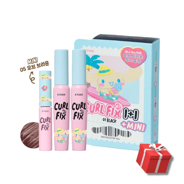 カールフィックスマスカラシナモンロール限定デザイン1+1セットウォータープルーフカールキーフ韓国化粧品[筆記][目つき強調][かわいいメイク]