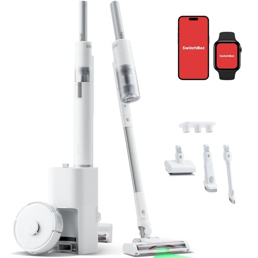 【3in1超小型】 SwitchBot ロボット掃除機 K10+ProCombo コードレス掃除機 - 軽量 20000pa 自動ゴミ収集 使い捨てシート/水拭き/静音/置くだけで充電/障害物回避/禁